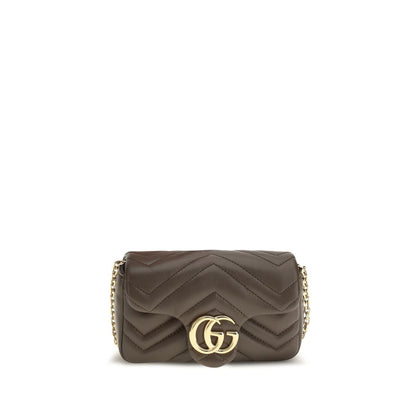 Gucci Brown Leather The GG Marmont Shoulder Bag