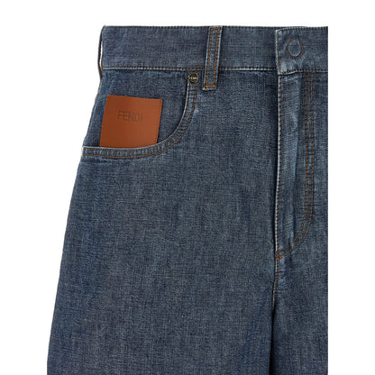 Fendi Blue Cotton Bermuda Shorts