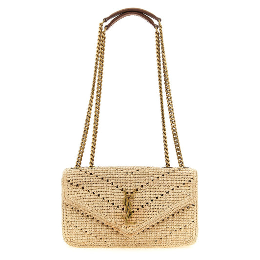 Saint Laurent Beige Raffia Shoulder Bag