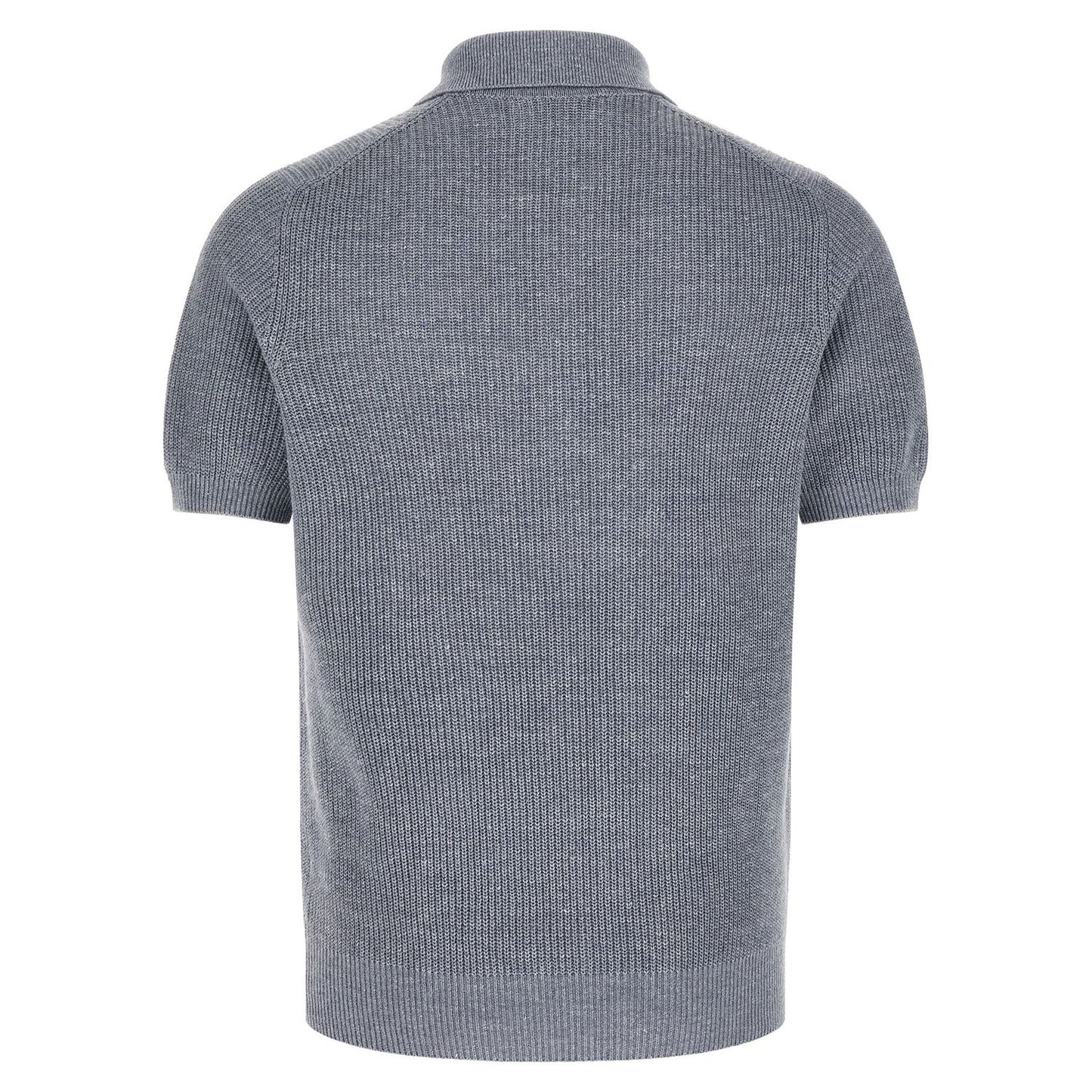 Brunello Cucinelli Blue Linen Polo Shirt