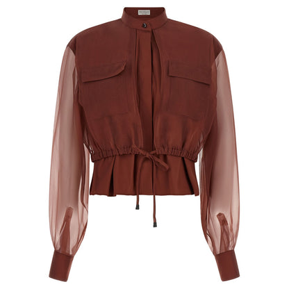 Brunello Cucinelli Brown Cotton Blouse