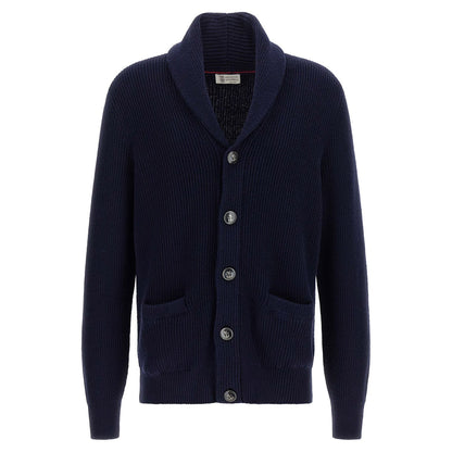 Brunello Cucinelli Blue Cotton Cardigan
