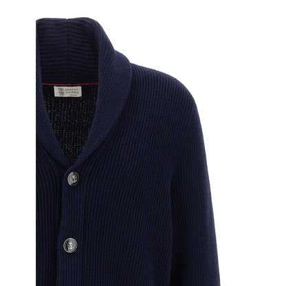Brunello Cucinelli Blue Cotton Cardigan
