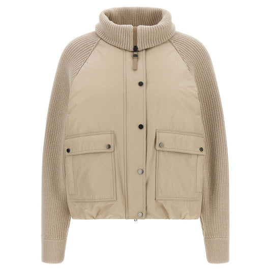 Brunello Cucinelli Beige Cotton Full-Length Jacket