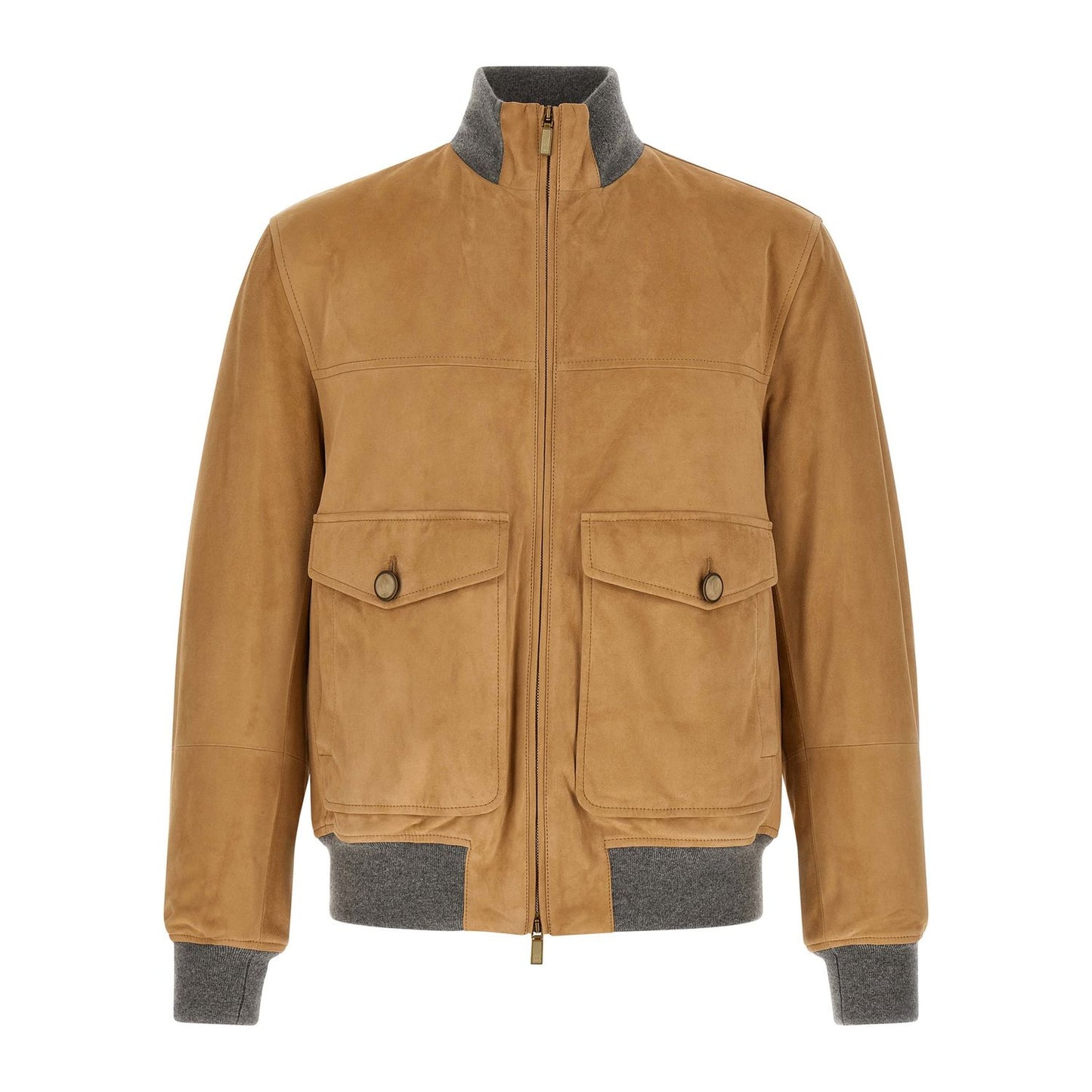 Brunello Cucinelli Beige Lamb Leather Leather Jacket
