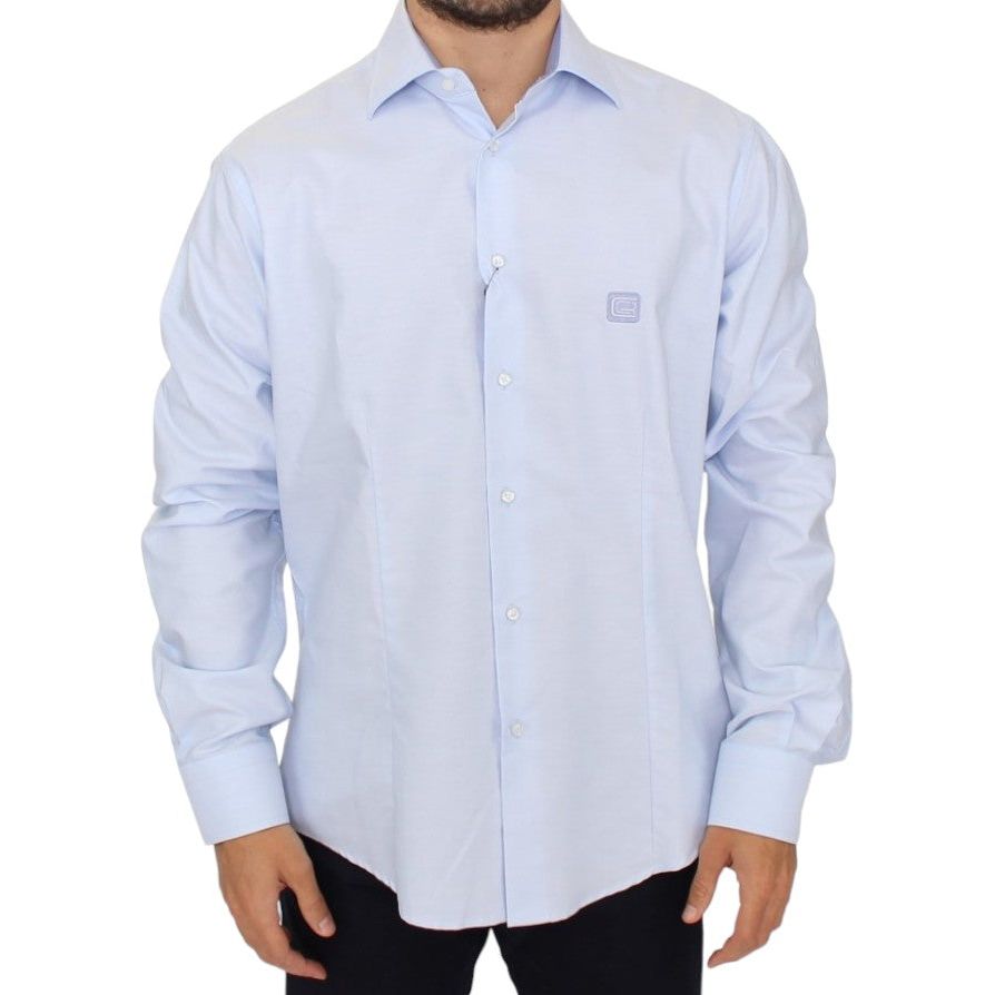 Cavalli | Elegant Light Blue Italian Cotton Shirt| McRichard Designer Brands   