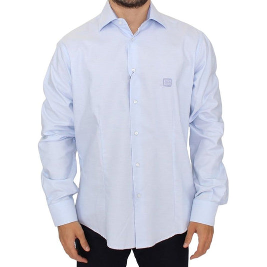 Cavalli Elegant Light Blue Italian Cotton Shirt light-blue-cotton-shirt