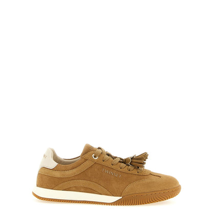 Twinset Beige Leather Low Top Sneakers