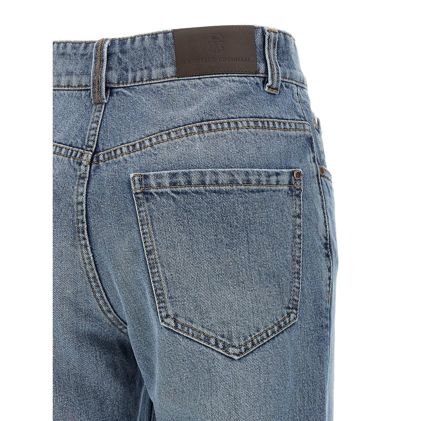 Brunello Cucinelli Blue Cotton Cropped Jeans