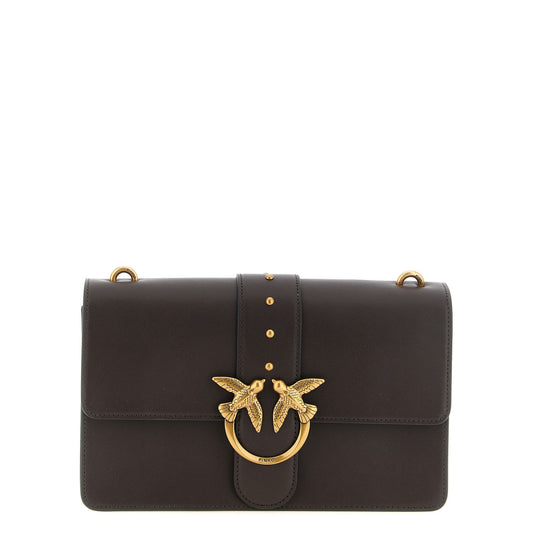 PINKO Brown Calfskin Crossbody Bag