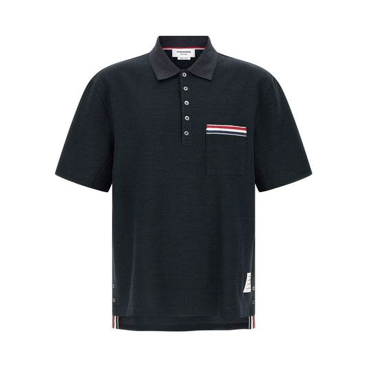 Thom Browne Blue Cotton Polo Shirt