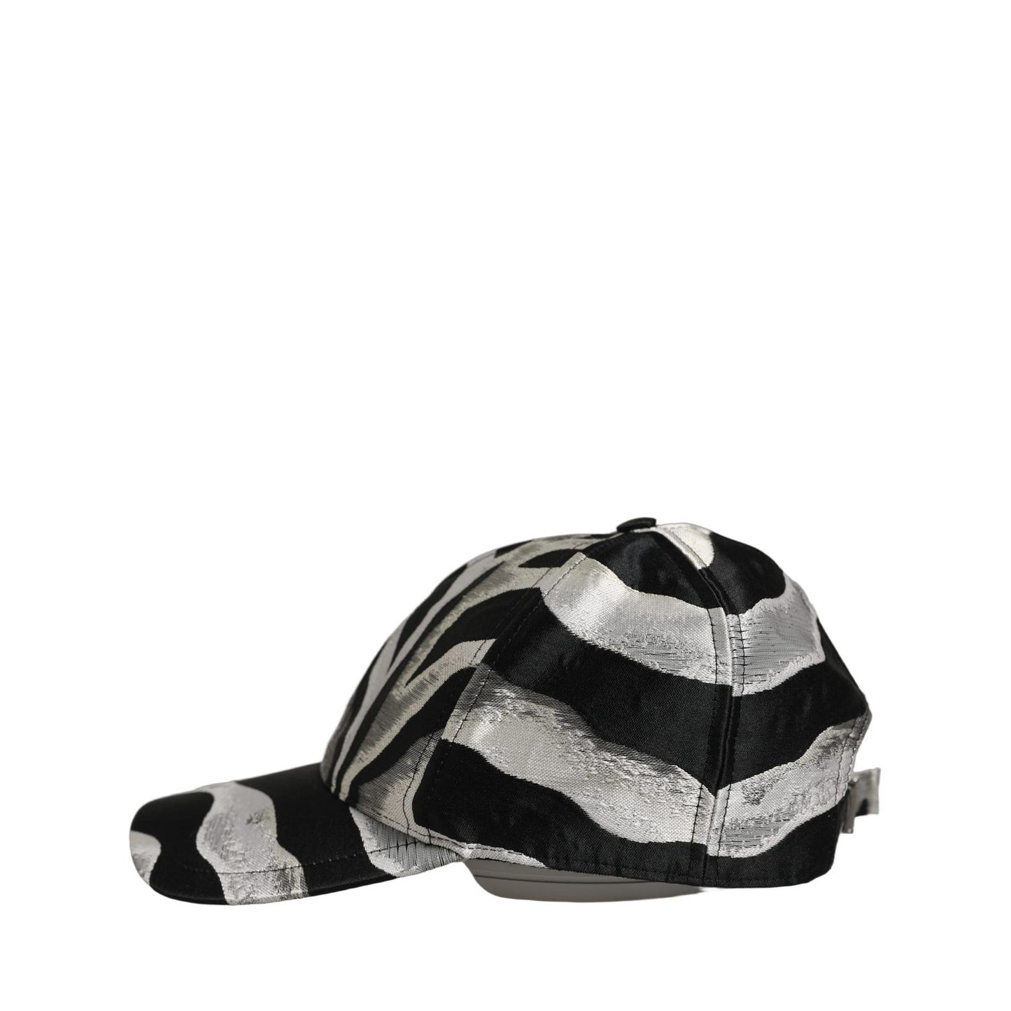 Dolce & Gabbana Men Black Silver Zebra Pattern Baseball Cap Hat