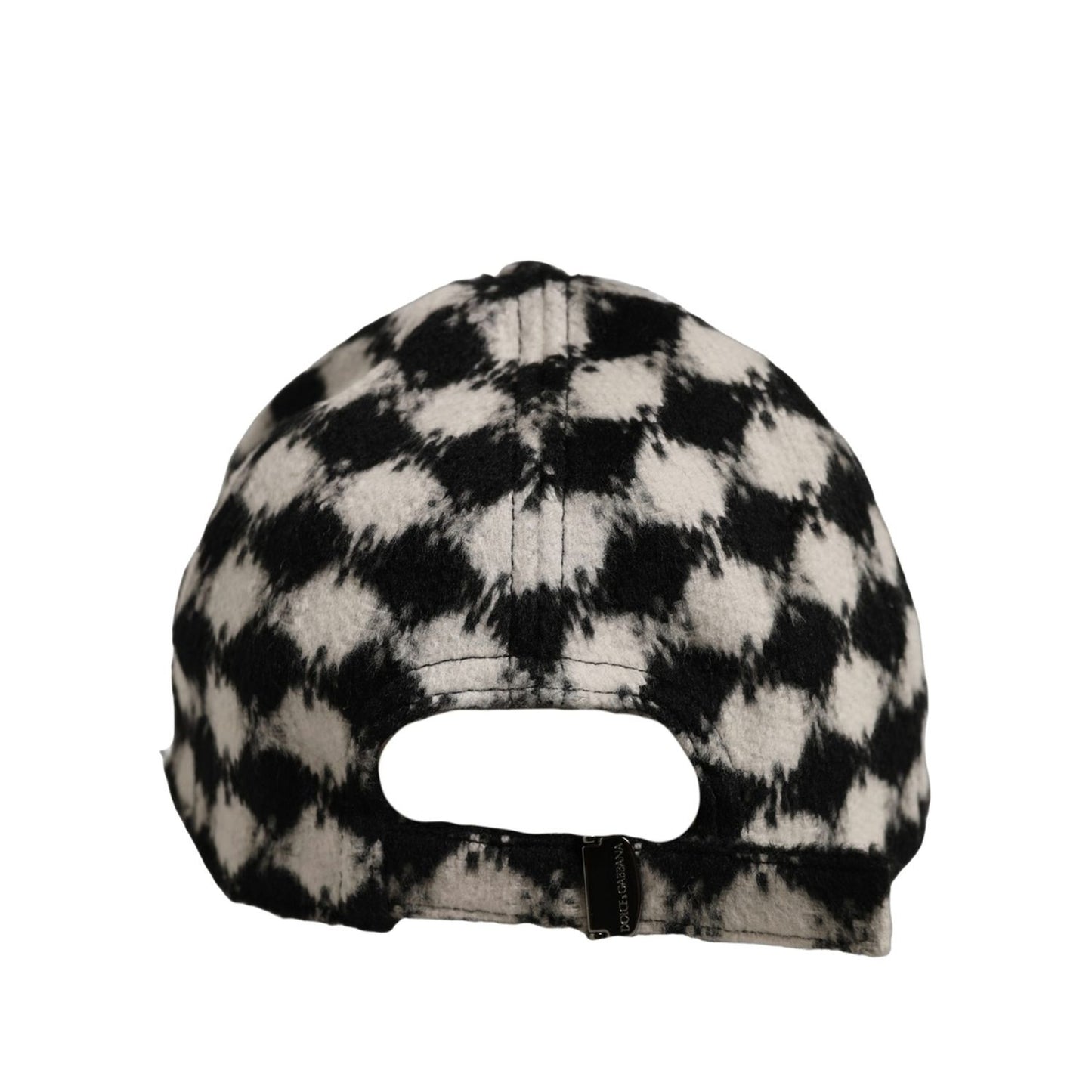 Dolce & Gabbana Men Black White Diamond Wool Baseball Cap Hat