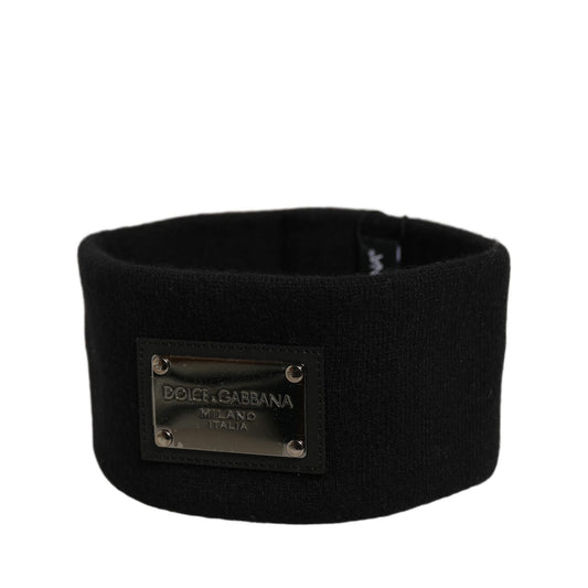 Dolce & Gabbana Men Black Cashmere Logo Plaque Head Band One Size Hat