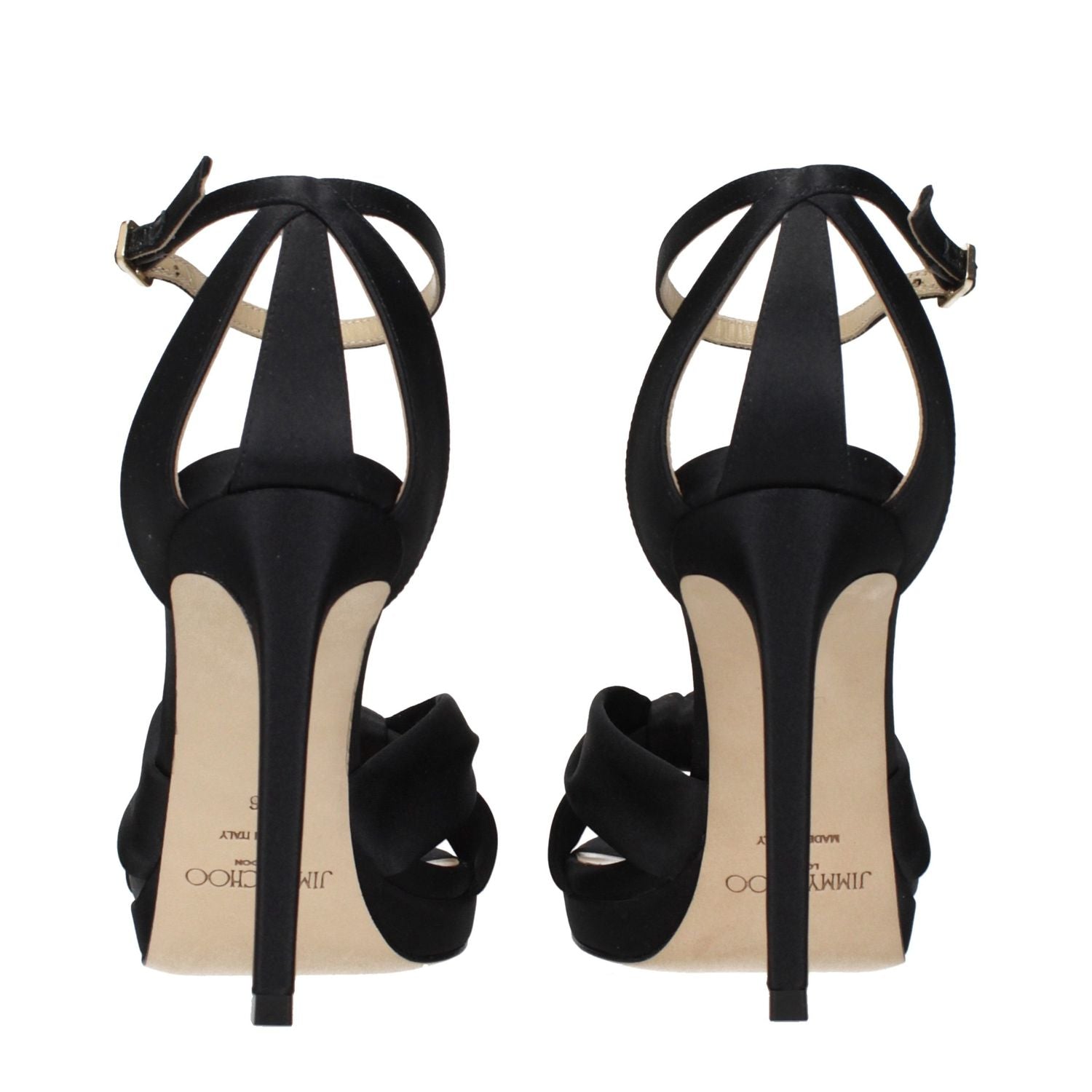 Jimmy Choo Black Satin Platform Sandals