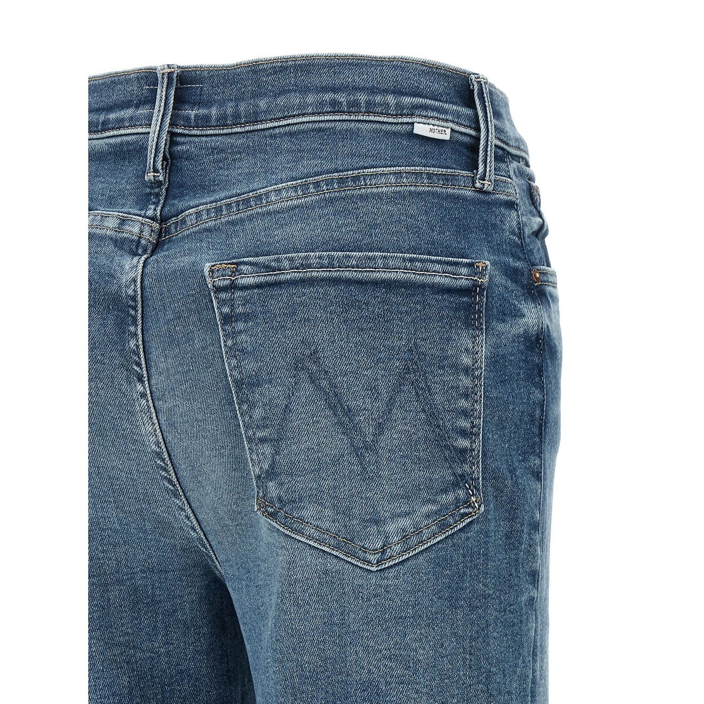 Mother Denim Blue Cotton Flared Jeans