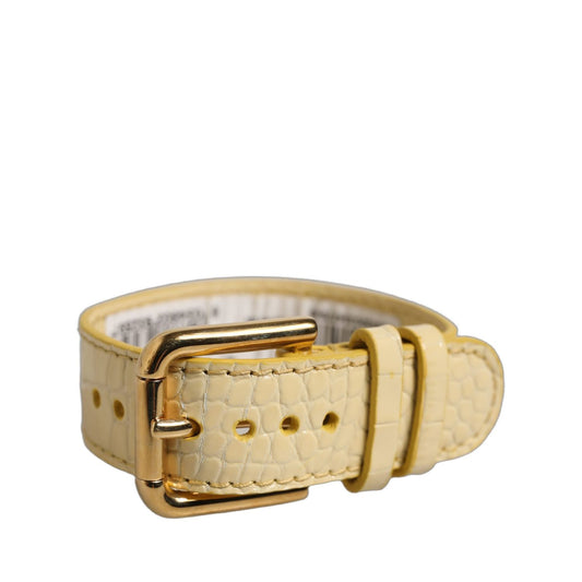 Dolce & Gabbana Beige Embossed Leather Gold Buckle Belt Strap Bracelet