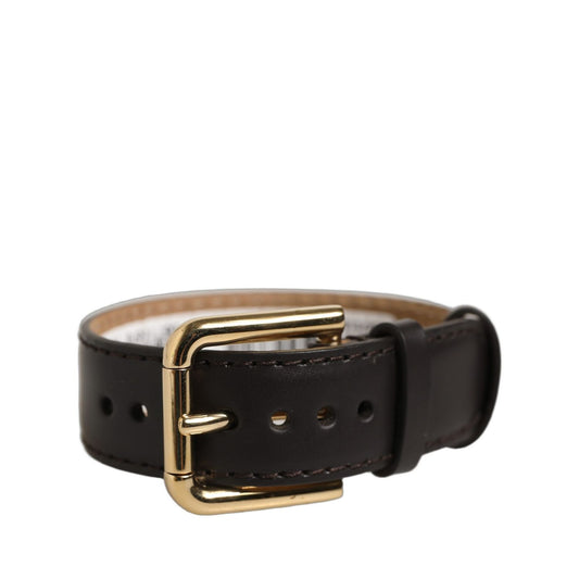 Dolce & Gabbana Black Calfskin Leather Gold Buckle Belt Strap Bracelet