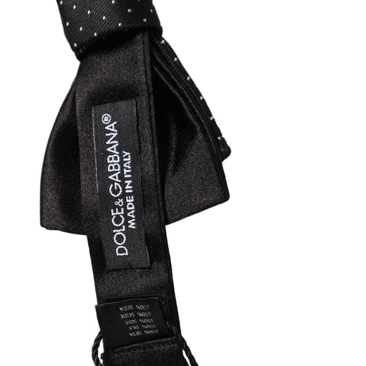 Dolce & Gabbana Men Black DG Polka Dot Adjustable Neck Papillon Bow Tie
