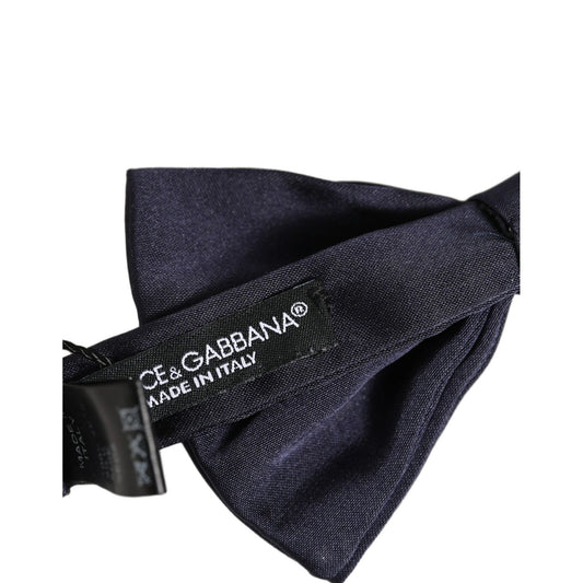 Dolce & Gabbana Men Dark Blue Silk Adjustable Neck Papillon Bow Tie