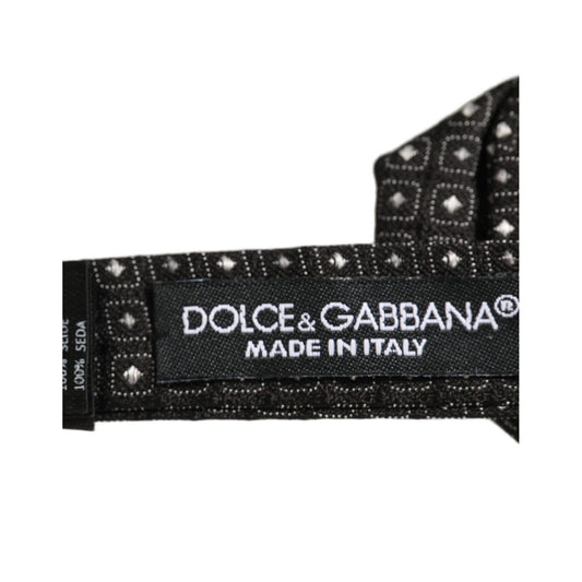 Dolce & Gabbana Men Black Polka Dot Silk Adjustable Neck Papillon Bow Tie