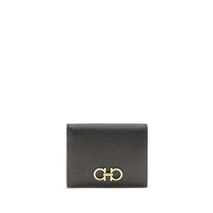 Ferragamo Black Calf Leather Bos Taurus Wallet