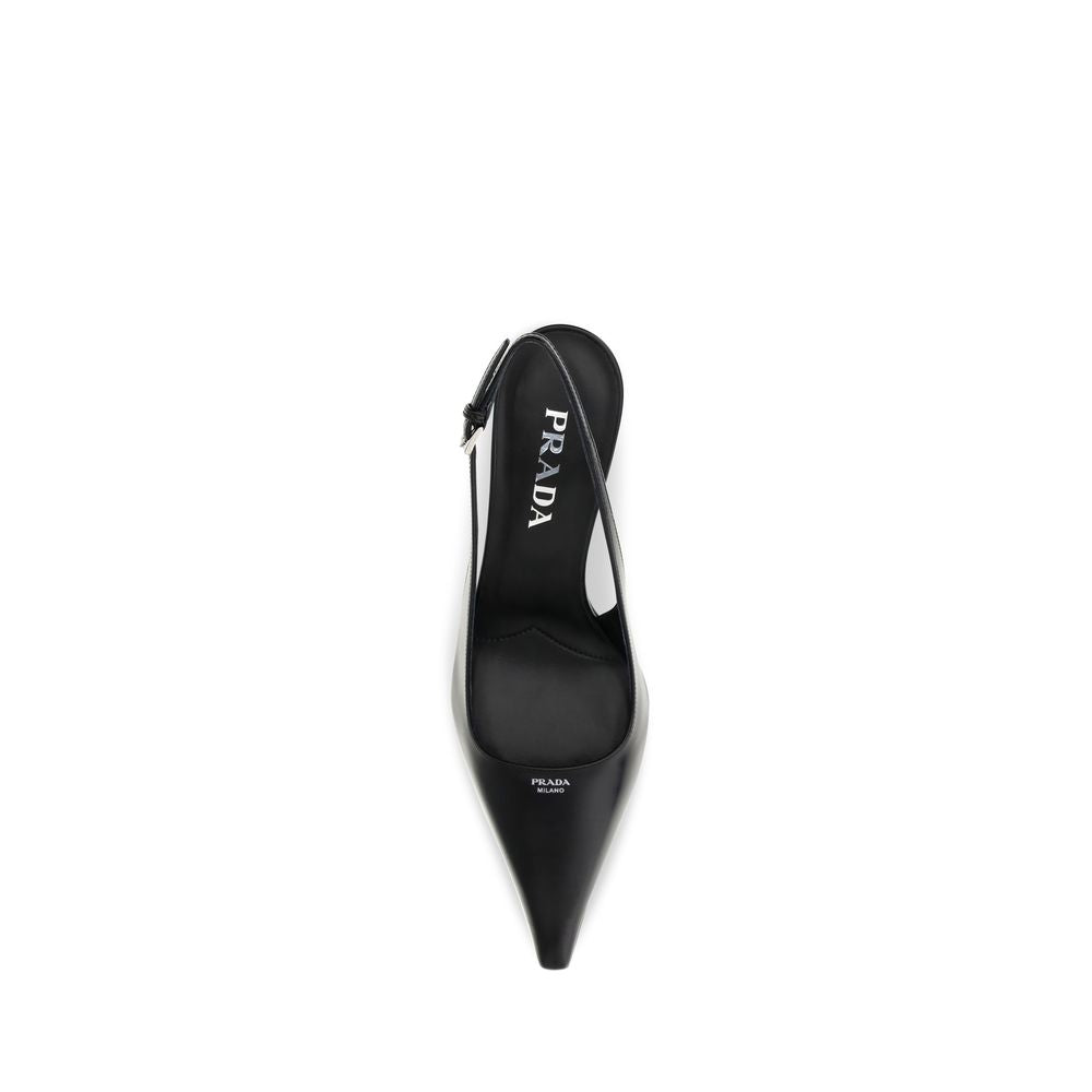 Prada Black Calf Leather Bos Taurus High Heel Pumps