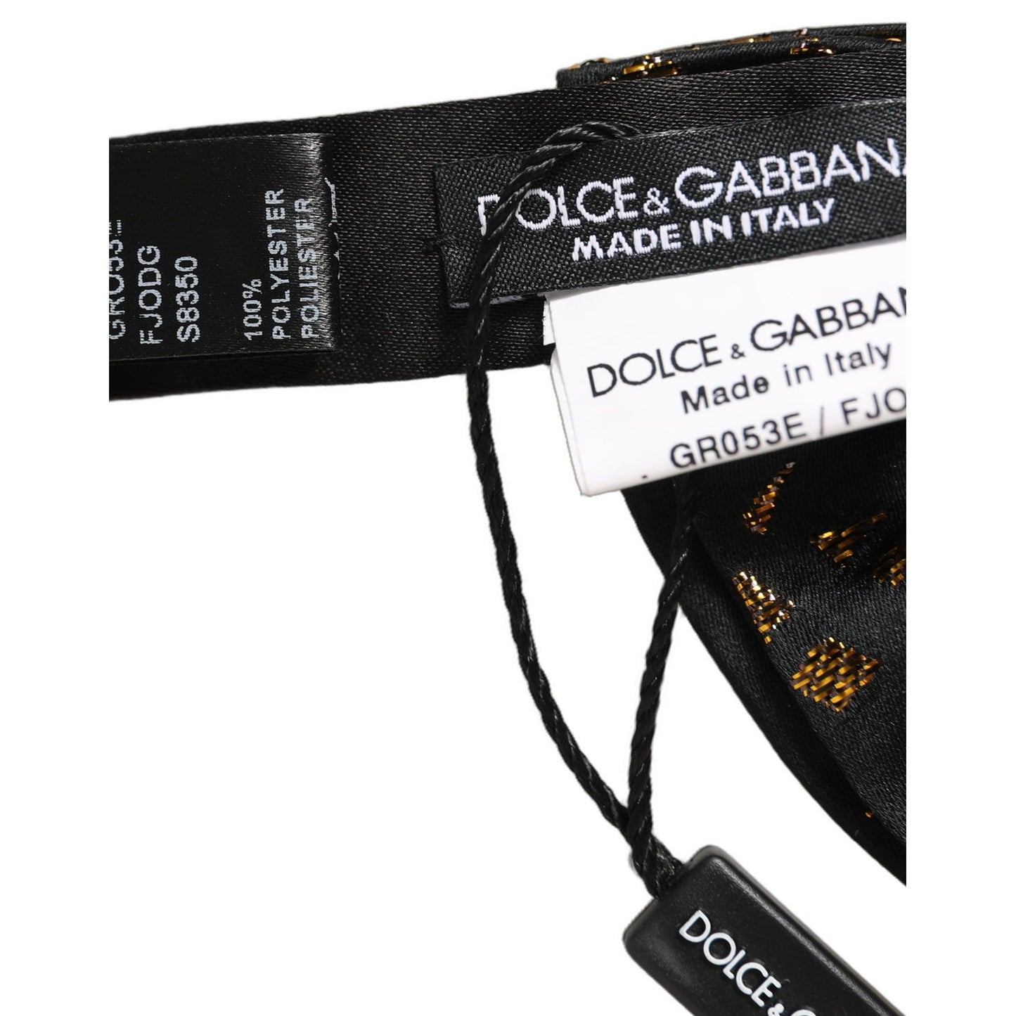 Dolce & Gabbana Black Gold Speckle Pattern Adjustable Neck Papillon Bow Tie