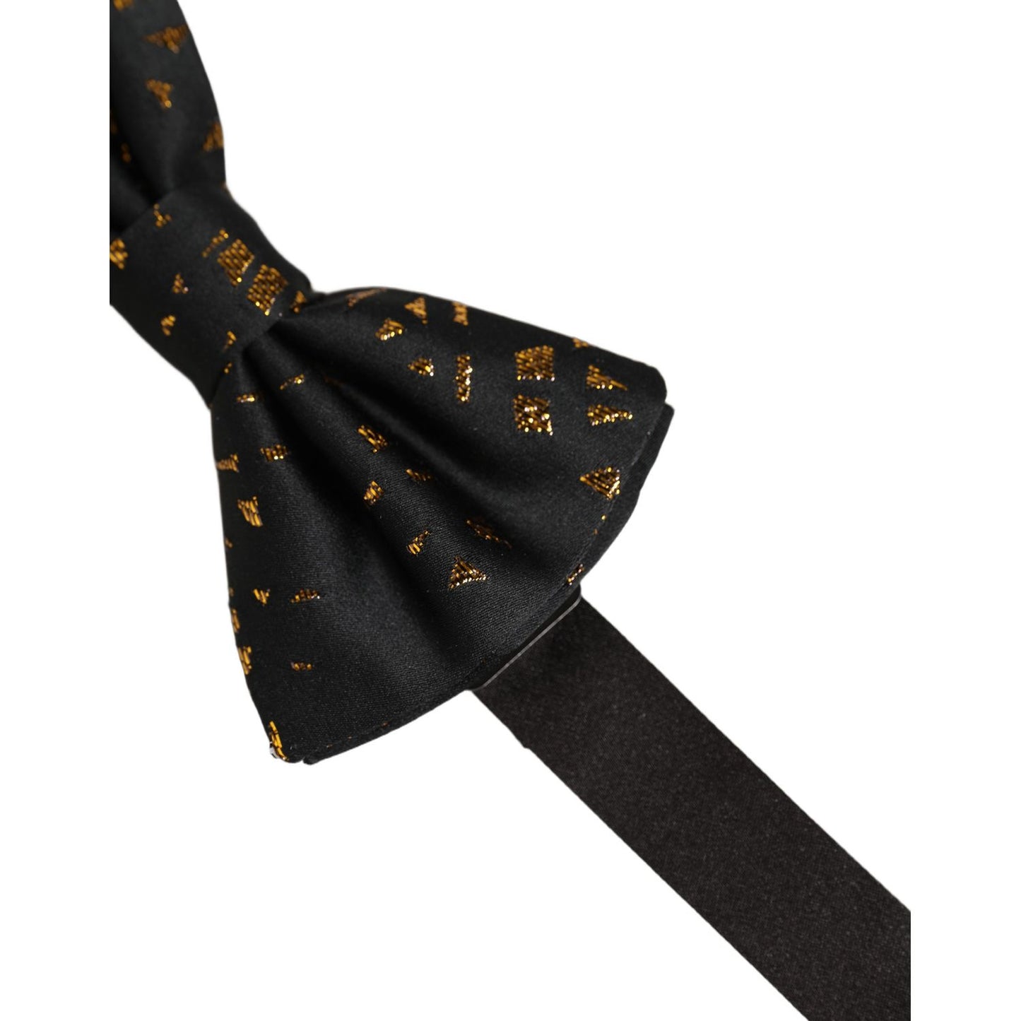 Dolce & Gabbana Black Gold Speckle Pattern Adjustable Neck Papillon Bow Tie