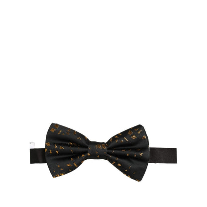 Dolce & Gabbana Black Gold Speckle Pattern Adjustable Neck Papillon Bow Tie