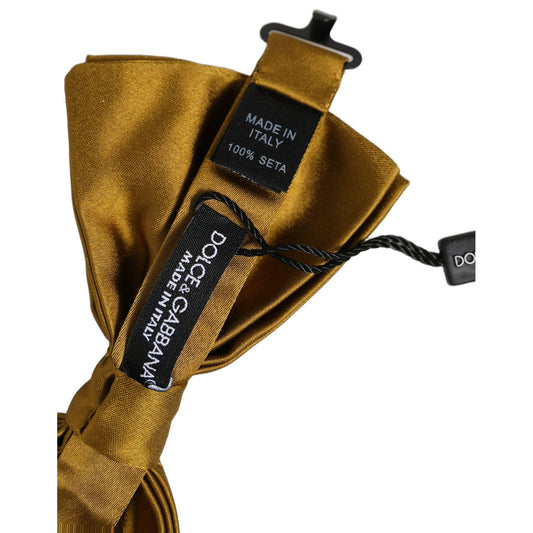 Dolce & Gabbana Men Mustard 100% Silk Adjustable Neck Papillon Bow Tie