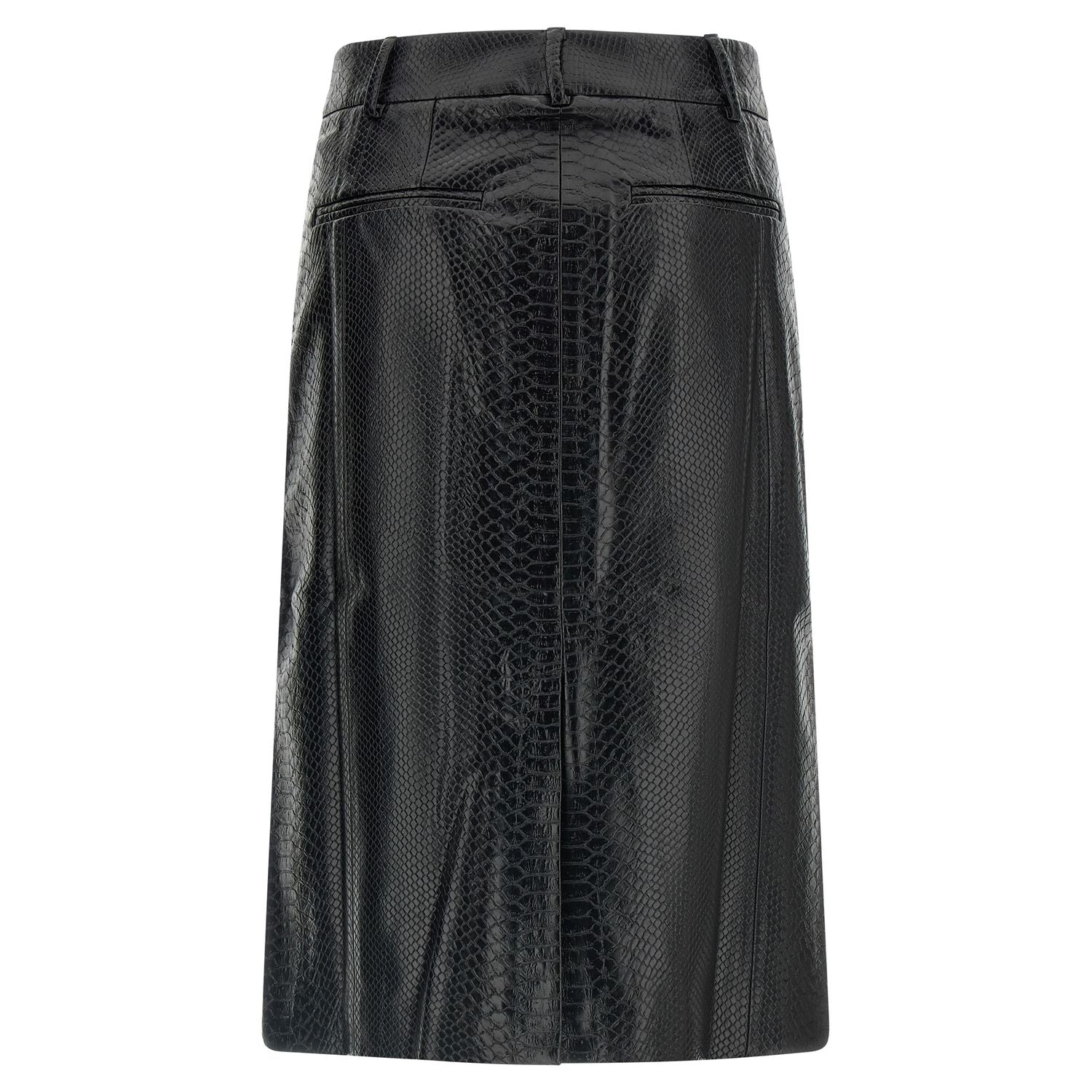 The Andamane Black Polyethylene Midi Skirt