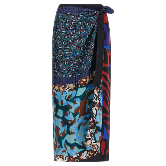 Dries Van Noten Multicolor Silk Midi Skirt