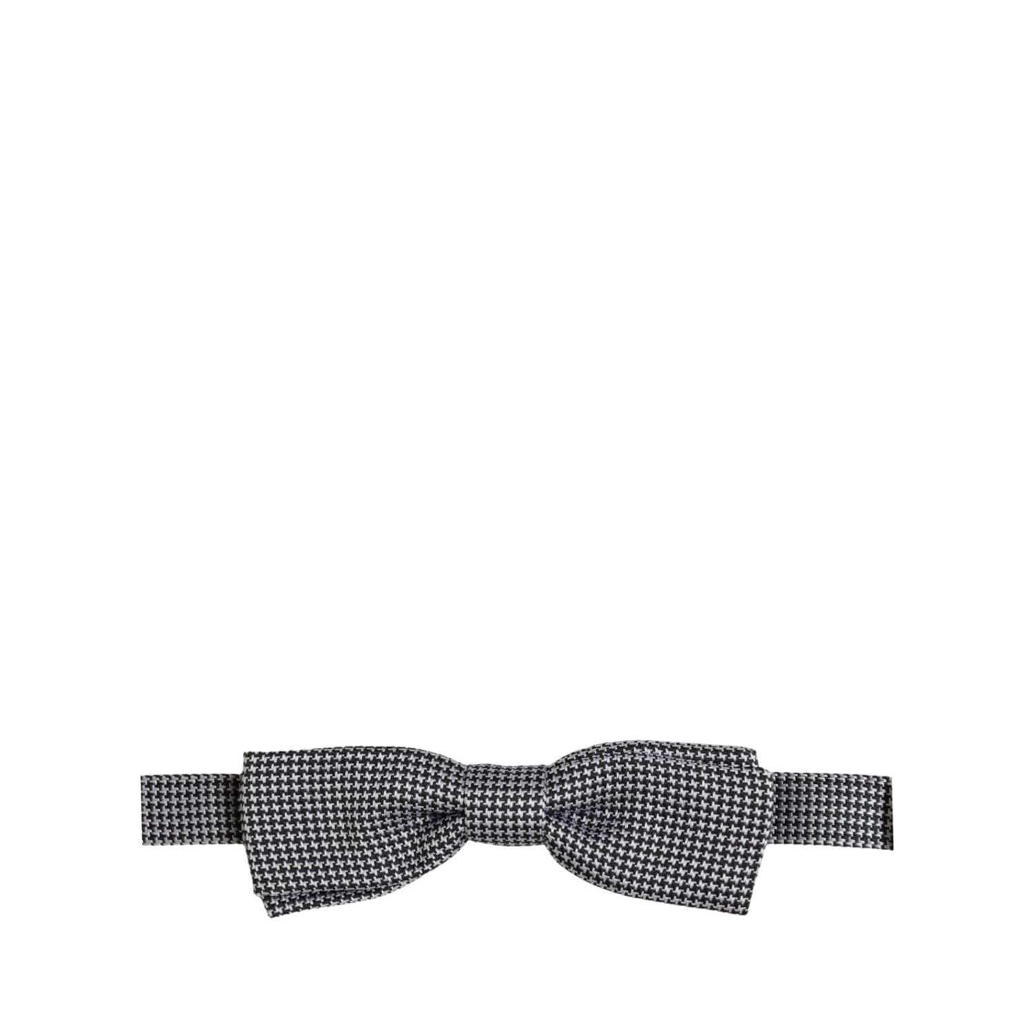 Dolce & Gabbana Black White Houndstooth Adjustable Neck Bow Tie