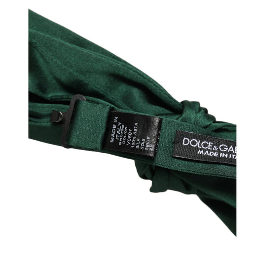 Dolce & Gabbana Men Dark Green Silk Adjustable Neck Papillon Bow Tie
