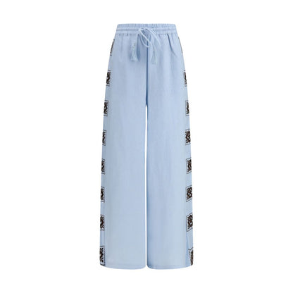 Alemais Blue Linen Casual Pants