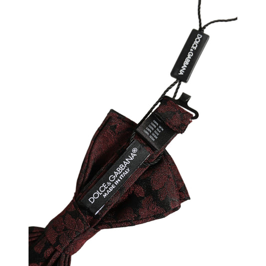 Dolce & Gabbana Men Maroon Floral Silk Adjustable Neck Bow Tie
