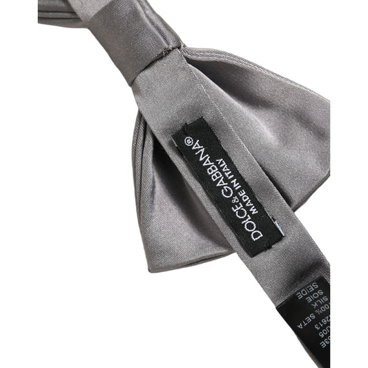 Dolce & Gabbana Men Gray 100% Silk Adjustable Neck Papillon Bow Tie