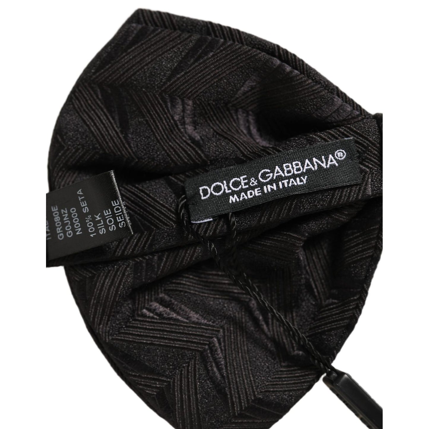 Dolce & Gabbana Men Black Patterned Adjustable Neck Papillon Bow Tie