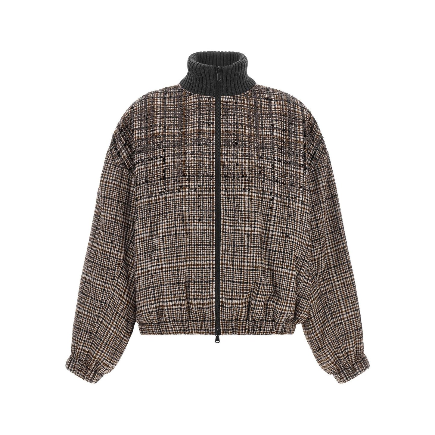 Brunello Cucinelli Brown Alpaca Leather Bomber