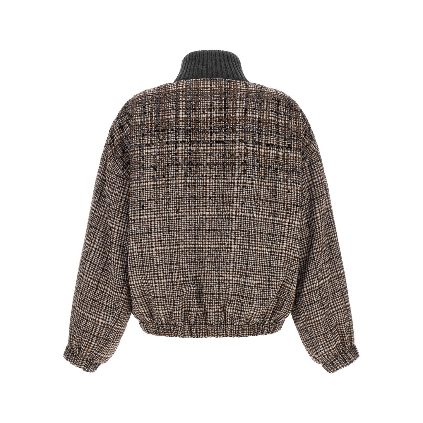 Brunello Cucinelli Brown Alpaca Leather Bomber