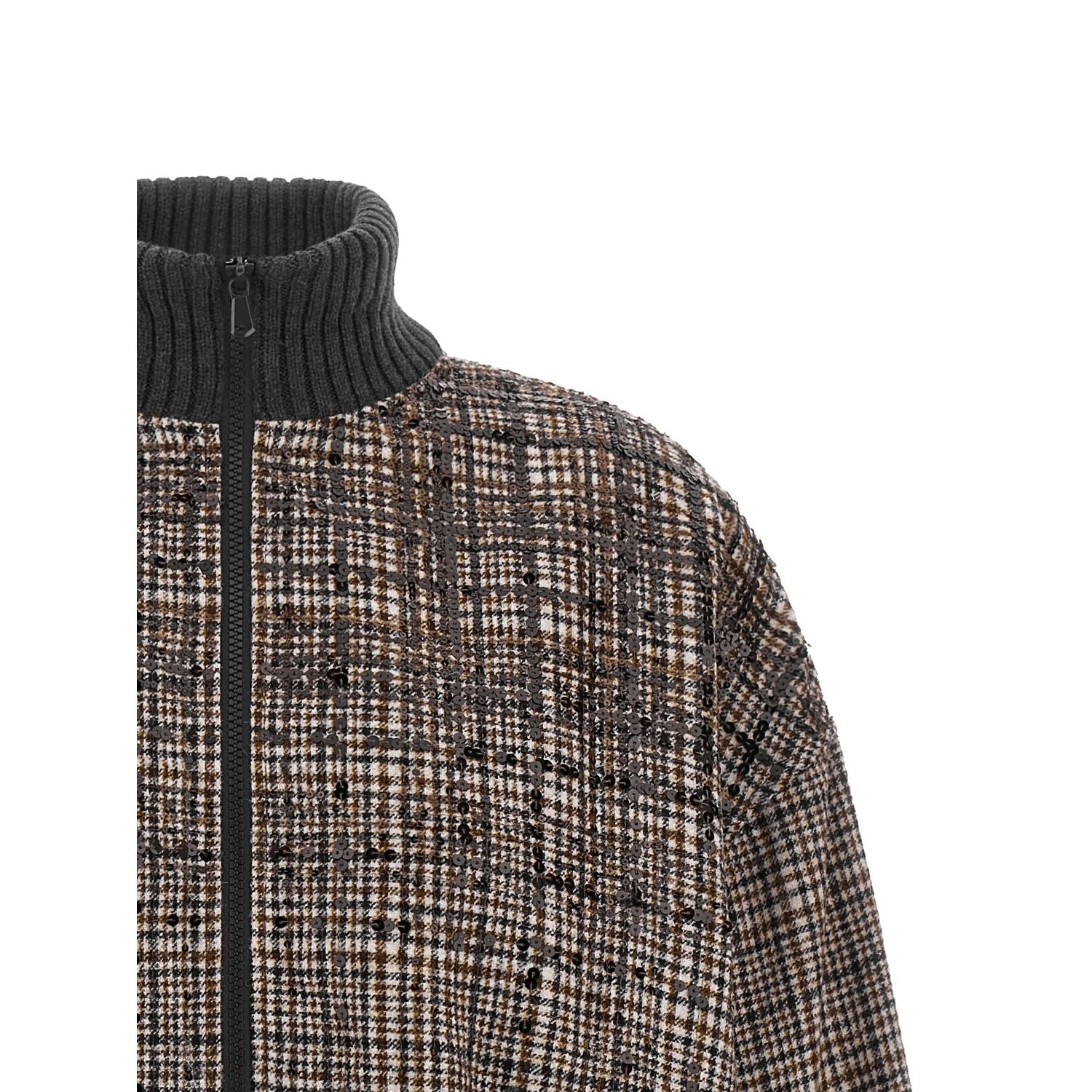 Brunello Cucinelli Brown Alpaca Leather Bomber
