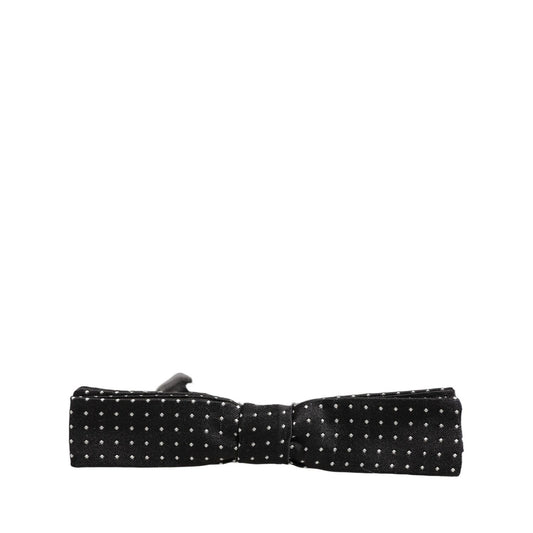 Dolce & Gabbana Black White Polka Dot Adjustable Neck Papillon Bow Tie