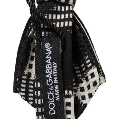 Dolce & Gabbana Black White Checkered Adjustable Neck Papillon Bow Tie