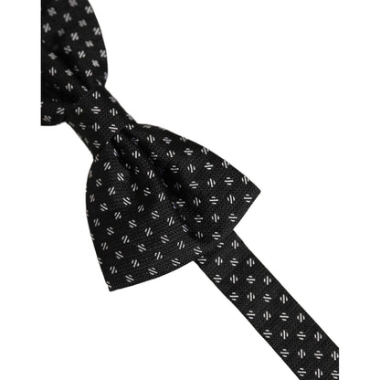 Dolce & Gabbana Men Black Patterned Adjustable Neck Papillon Bow Tie
