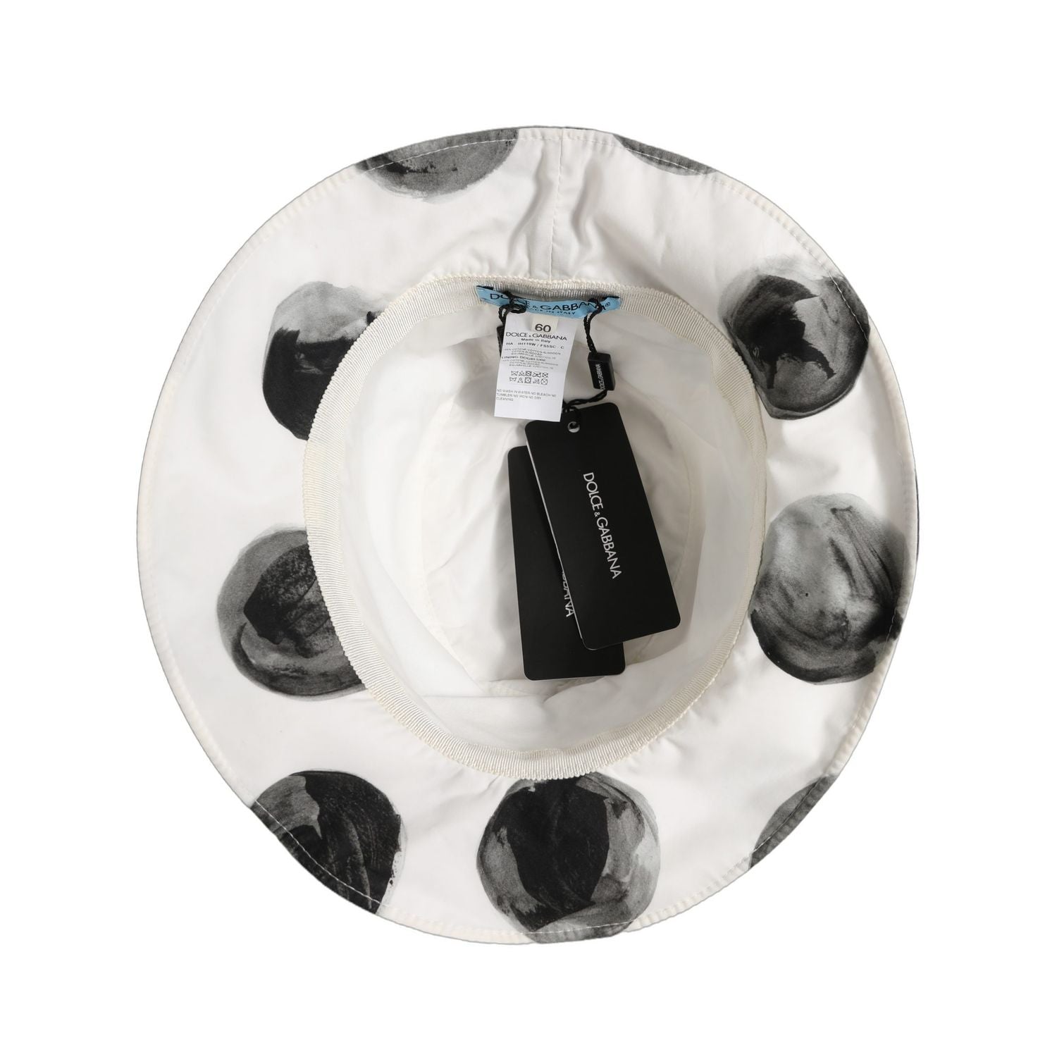 Dolce & Gabbana White Cotton Big Polka Dot Pattern Bucket Hat