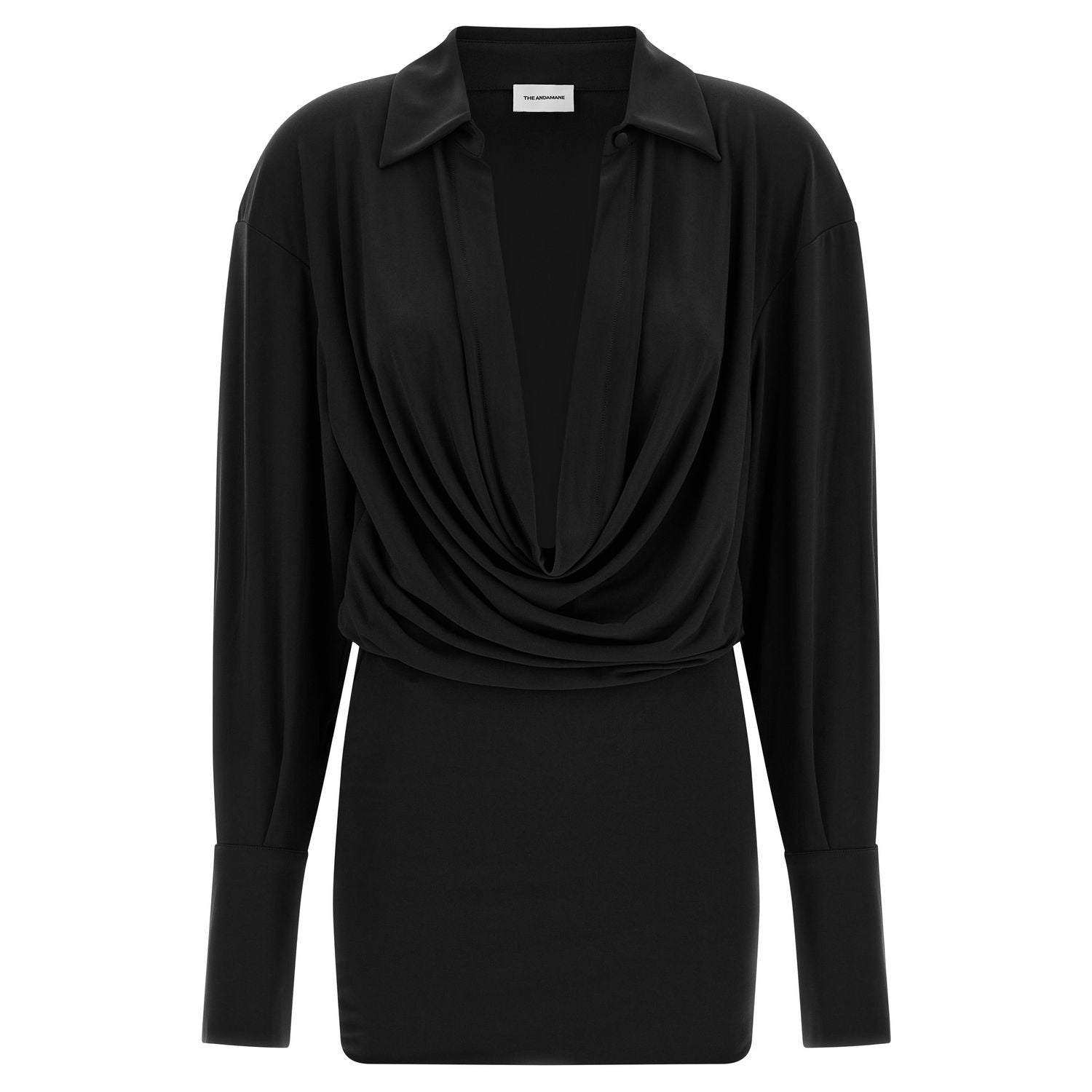 The Andamane Black Polyester Short Dress