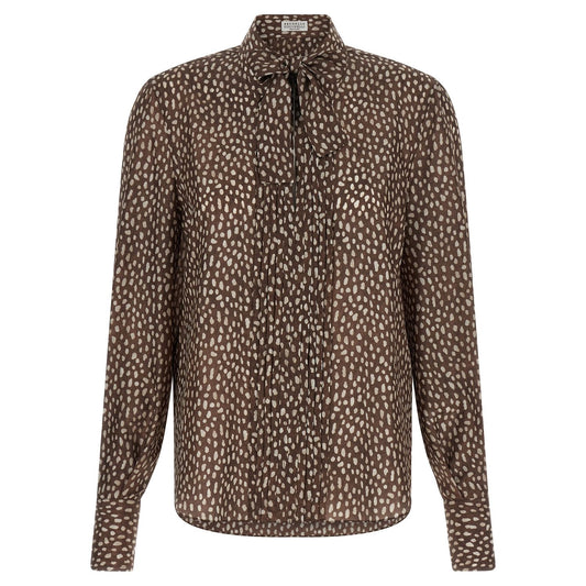 Brunello Cucinelli Brown Silk Blouse