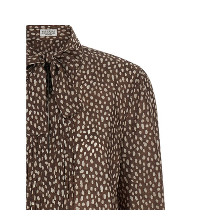 Brunello Cucinelli Brown Silk Blouse