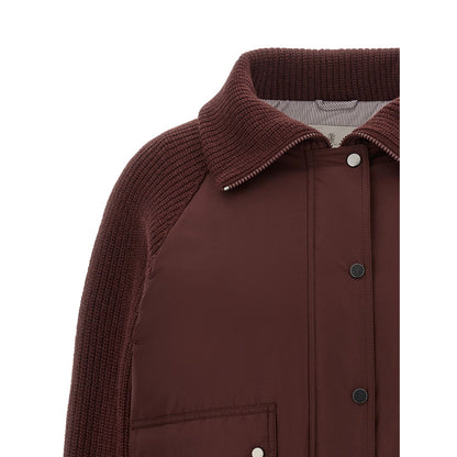 Brunello Cucinelli Bordeaux Cotton Bomber
